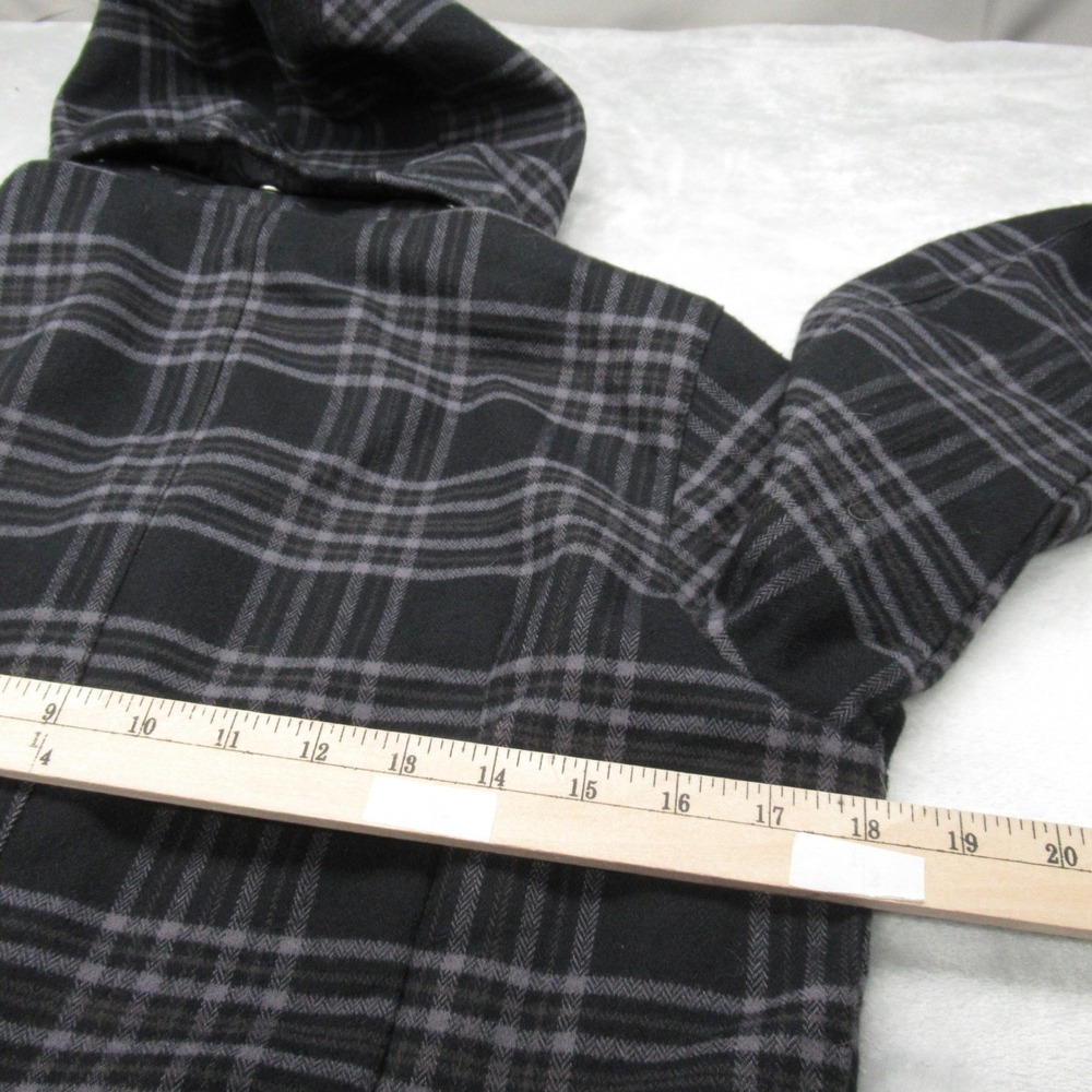 Columbia Jacket Womens XS‎ Black Plaid Omni Heat Belted Heavyweight Trench Coat - Picture 14 of 16